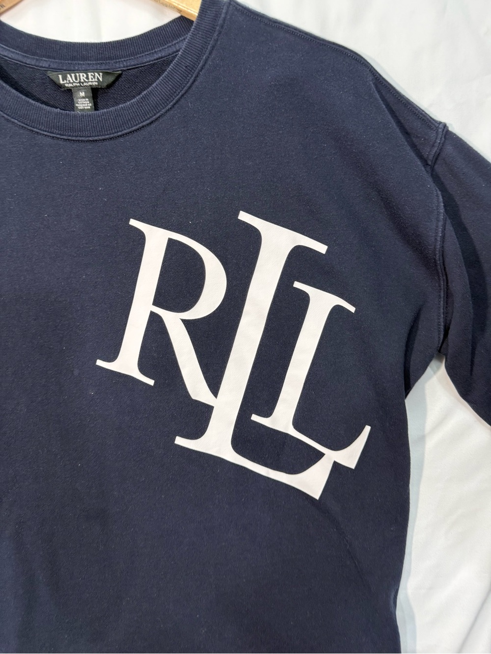 Lauren Ralph Lauren RLL Logo Navy Graphic Sweatshirt M - Picture 2 of 7